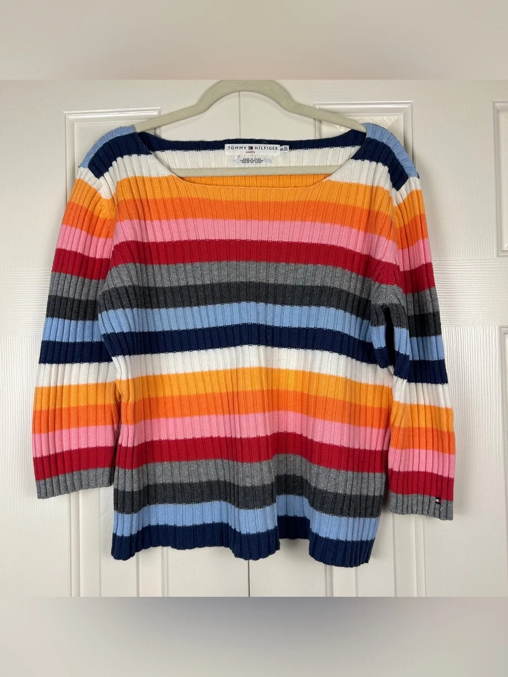 Vintage Y2K Tommy Hilfiger Striped Knit Sweater